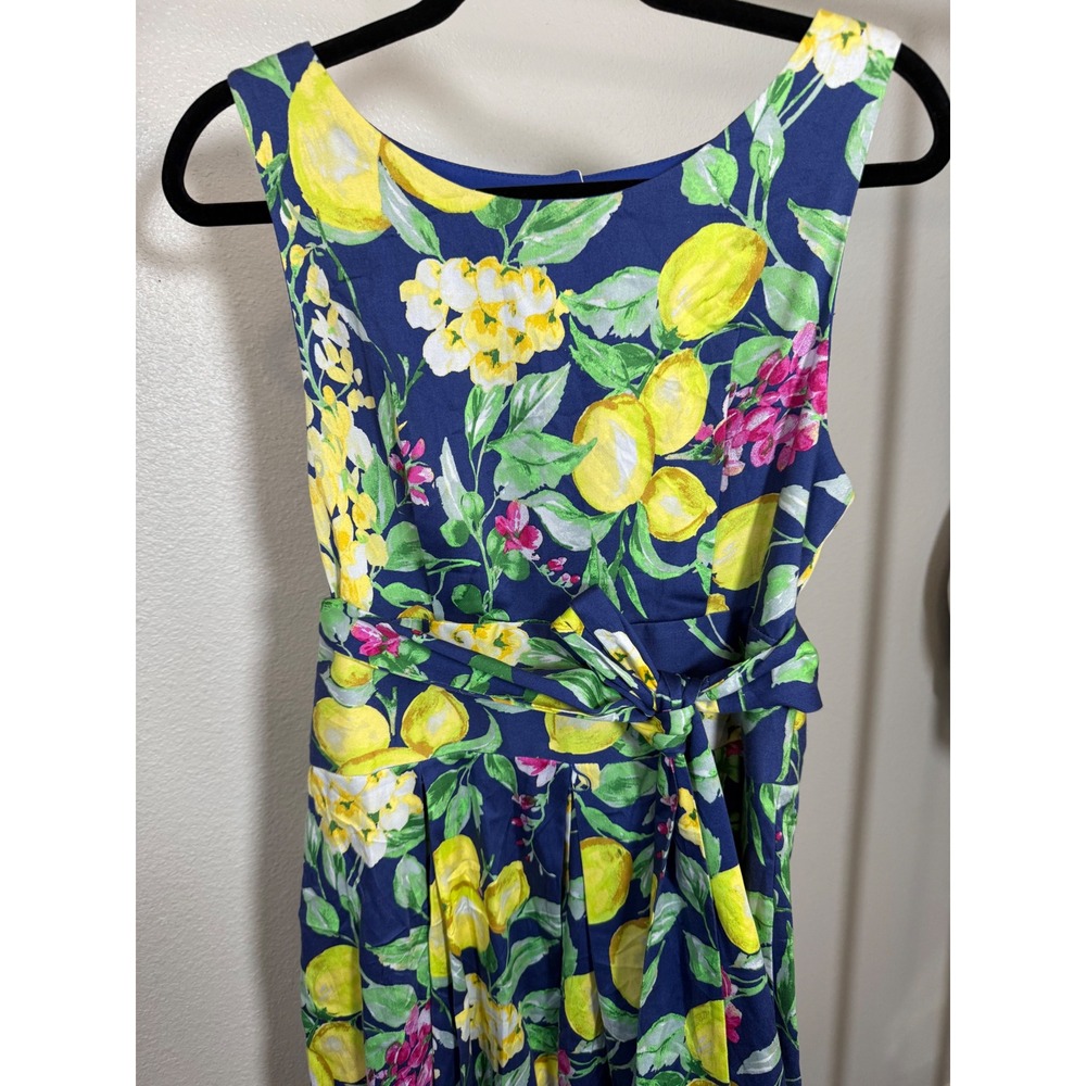 Rabbit Rabbit Rabbit Designs Navy Lemon Print Fit & Flare Dress Size 10 Cutout - Picture 5 of 7